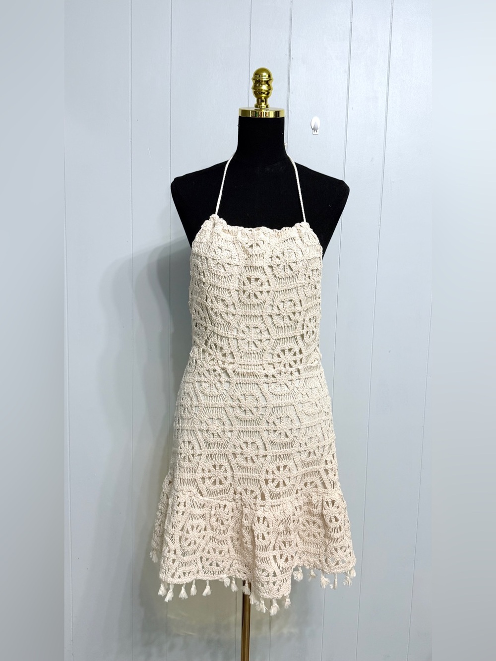 ILLA ILLA Cream Crochet Strapless Sundress